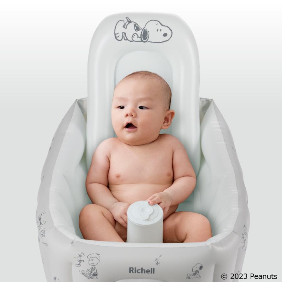 【配送区分K1】ベビーバス スヌーピーふかふか ベビーバス ステップアップ リッチェル 新生児 赤ちゃん お風呂 折りたたみ ギフト 出産祝い | リッチェル | 03