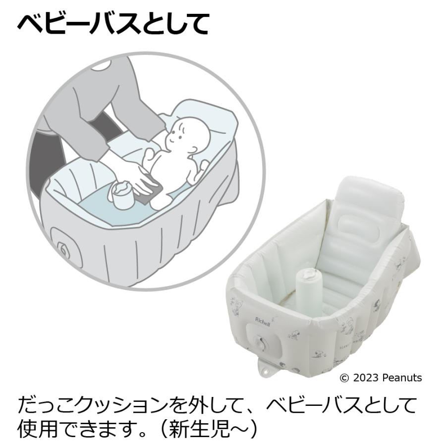 【配送区分K1】ベビーバス スヌーピーふかふか ベビーバス ステップアップ リッチェル 新生児 赤ちゃん お風呂 折りたたみ ギフト 出産祝い | リッチェル | 04