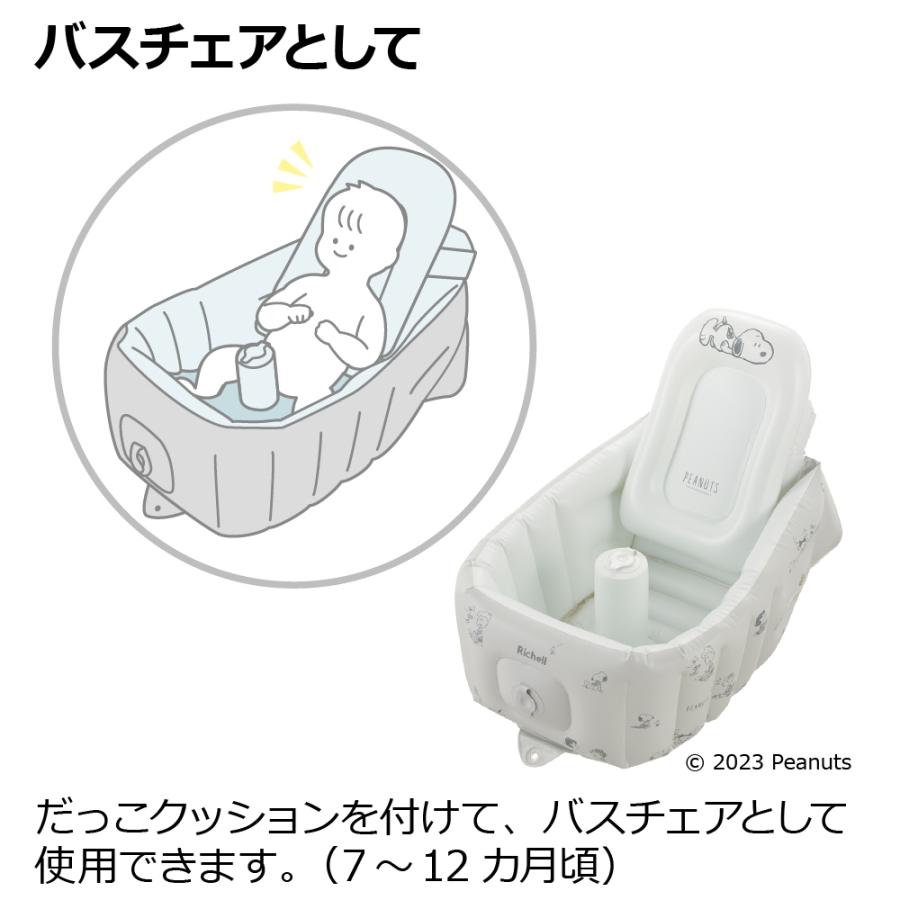 【配送区分K1】ベビーバス スヌーピーふかふか ベビーバス ステップアップ リッチェル 新生児 赤ちゃん お風呂 折りたたみ ギフト 出産祝い | リッチェル | 06
