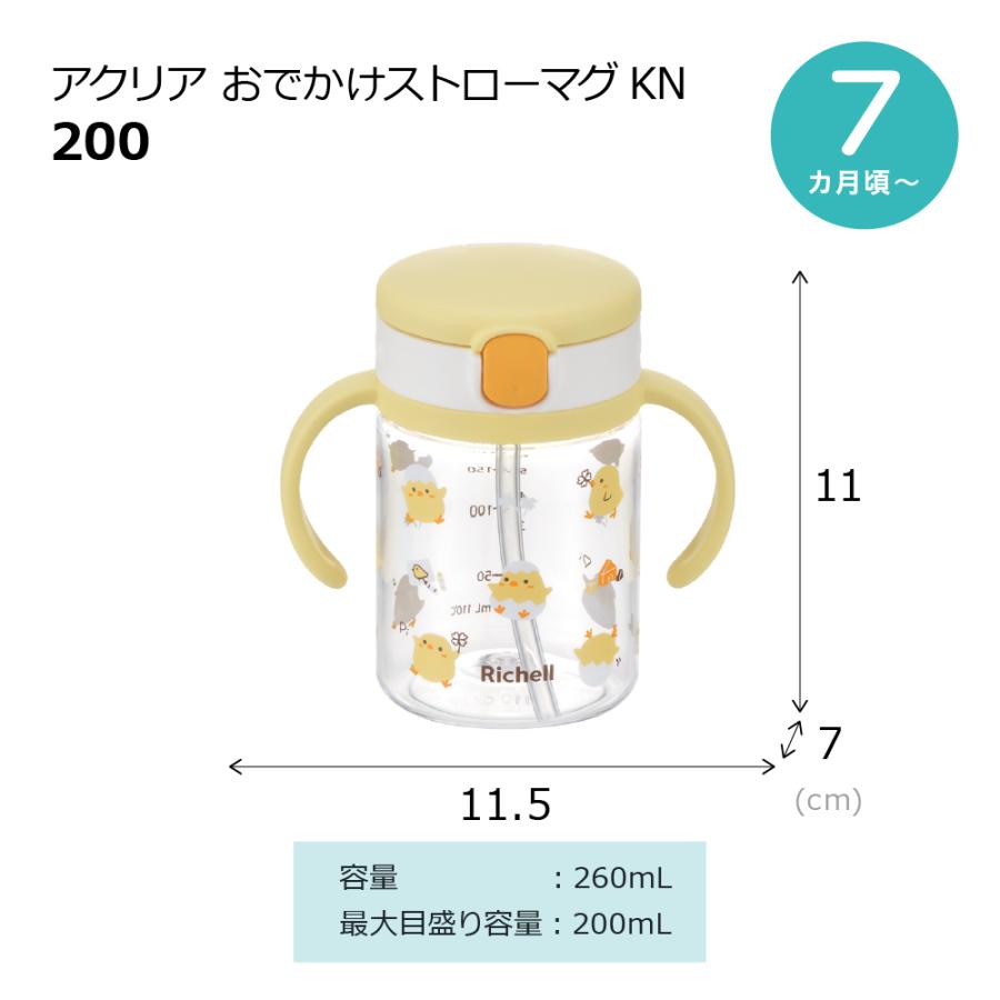 【配送区分R1】アクリア おでかけストローマグKN 200  ベビー 赤ちゃん 漏れにくい 持ち手付 7カ月頃 プラスチック リッチェル公式ショップ Richell | リッチェル | 12