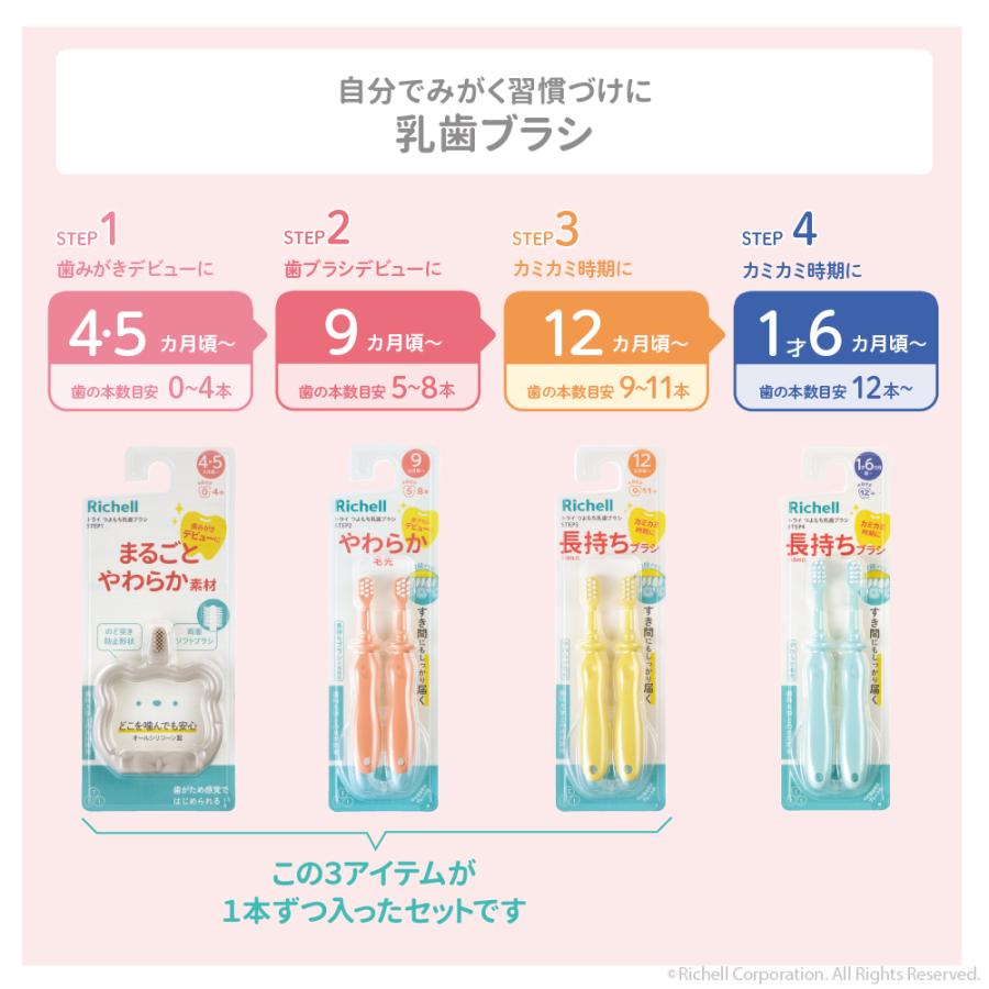 【配送区分K1】トライ つよもち乳歯ブラシセット ベビー のど突き防止 シリコン やわらか リッチェル 公式 | リッチェル | 03