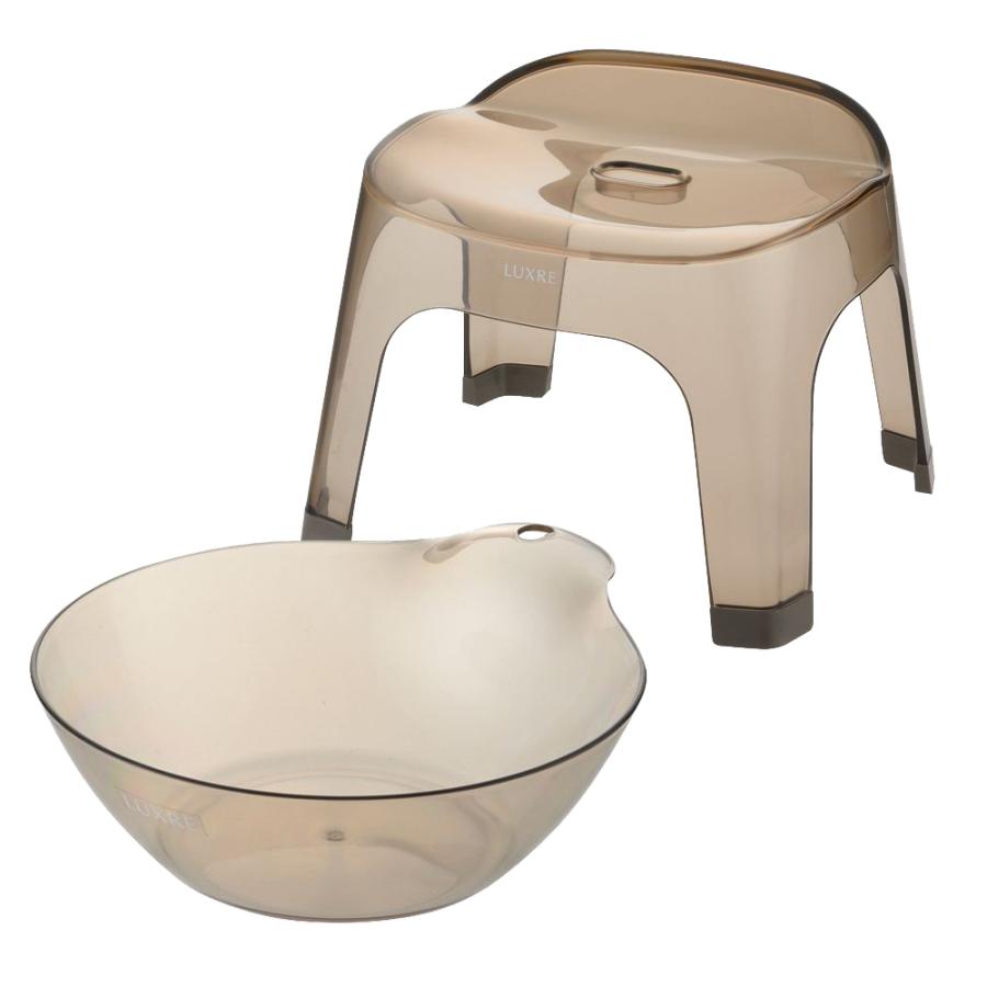 【配送区分K1】リュクレ 湯おけ＆腰かけセット 25H 25cm クリア 浴用品 お風呂 バスチェア 風呂イス 湯おけ セット 日本製 リッチェル 公式 | リッチェル | 02