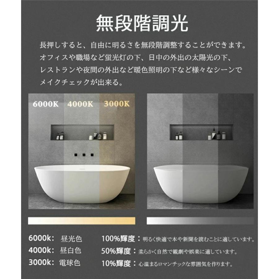 壁掛けミラー LED ウォールミラー 長方形 洗面所 壁掛け鏡 ライト付