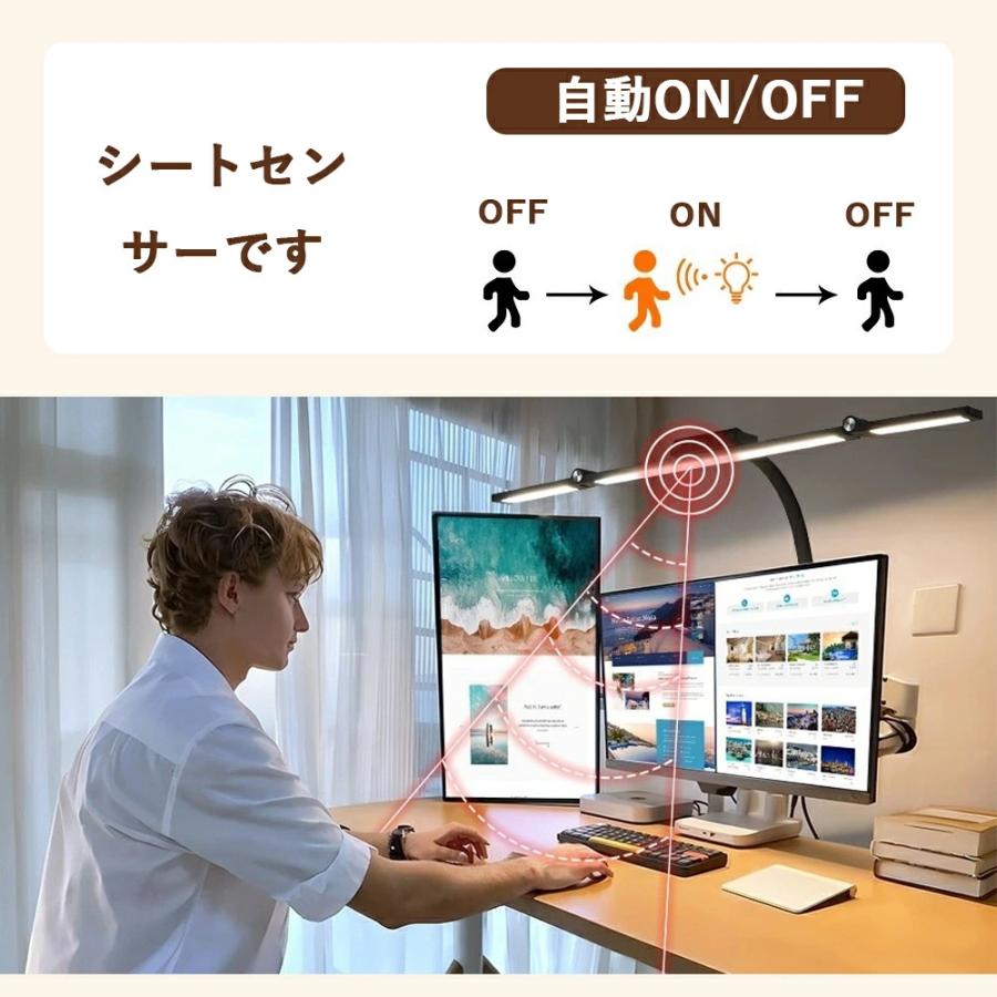 デスクライト LED クランプ式 電気スタンド 卓上 調光 調色 3灯 70cm