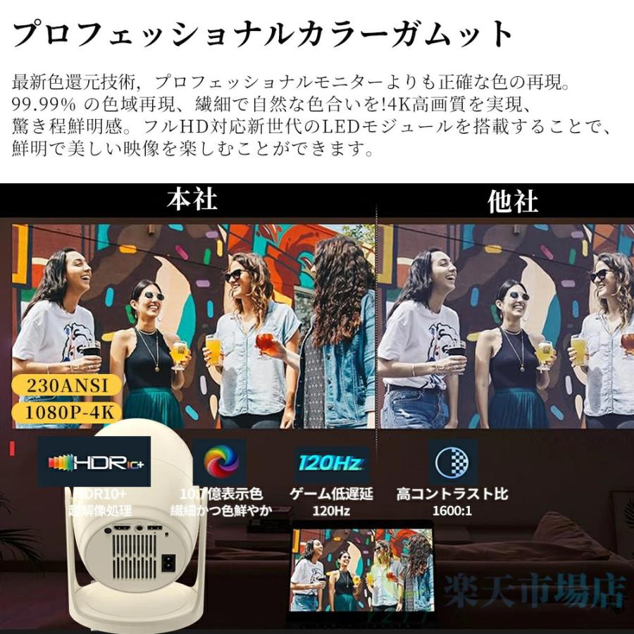 プロジェクター 小型 家庭用 天井投影 5G 1080P&4K対応 高画質 26000LM 自動フォーカス 自動台形補正 高輝度 YouTube android搭載 スマホ 高画質静音_3