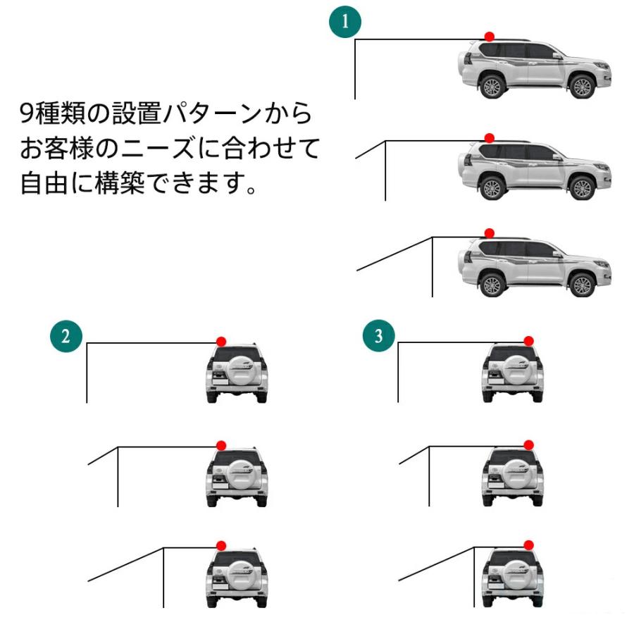 カーサイドタープ タープテント テント 車用 UVカット 3〜6人 撥水 遮