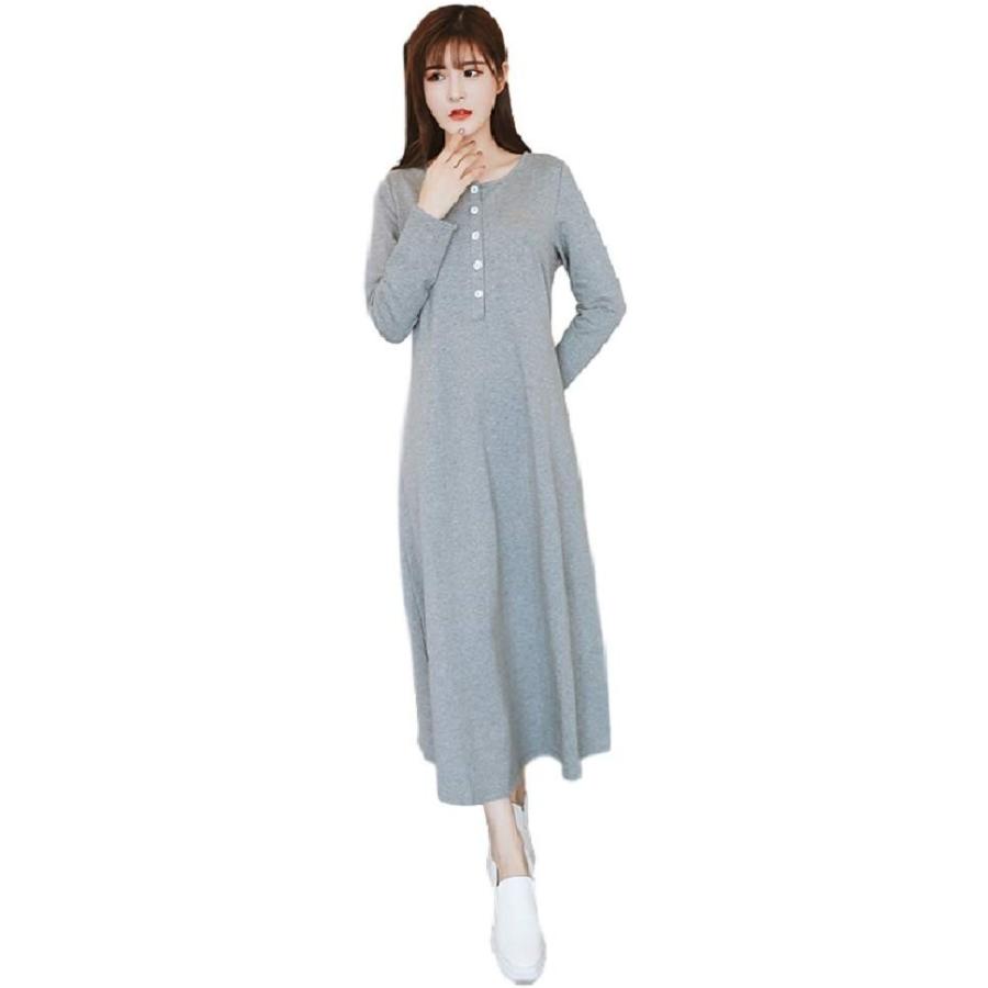 ミウォルナ マタニティ ワンピース 授乳服 授乳口 マタニティウェア マキシ丈 ロング 長袖 前ボタン グレー L Www Supersport Tn