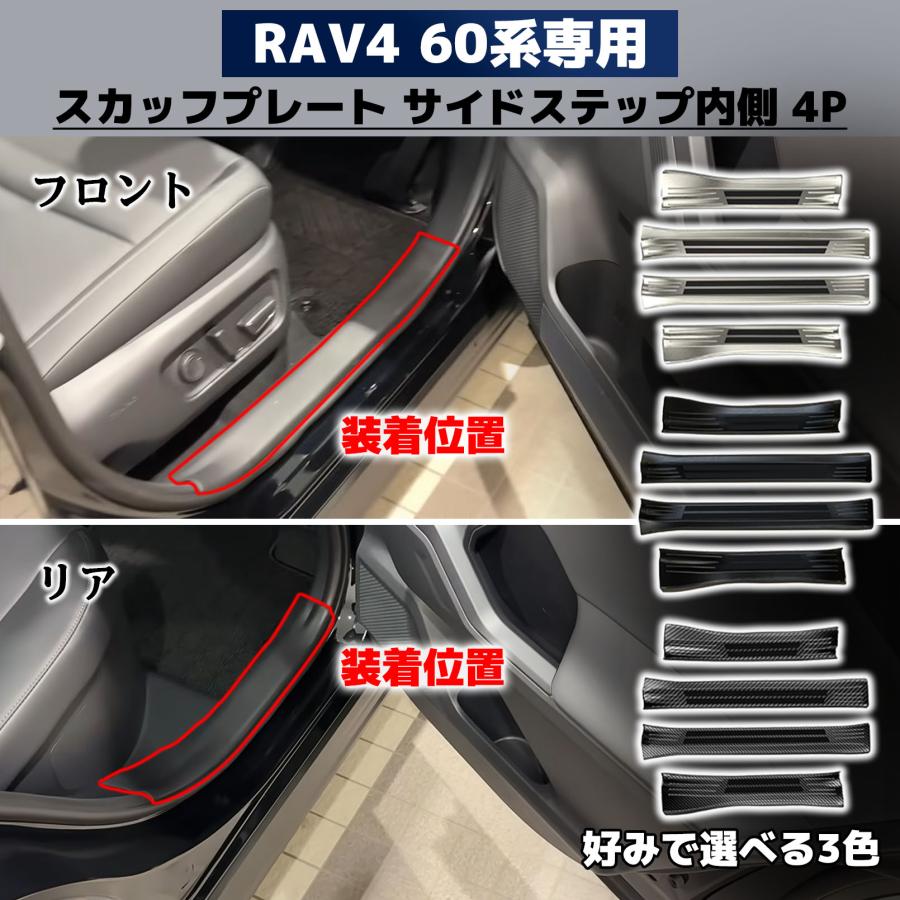 新型 RAV4 60系 パーツ スカッフプレート サイドステップ 内側