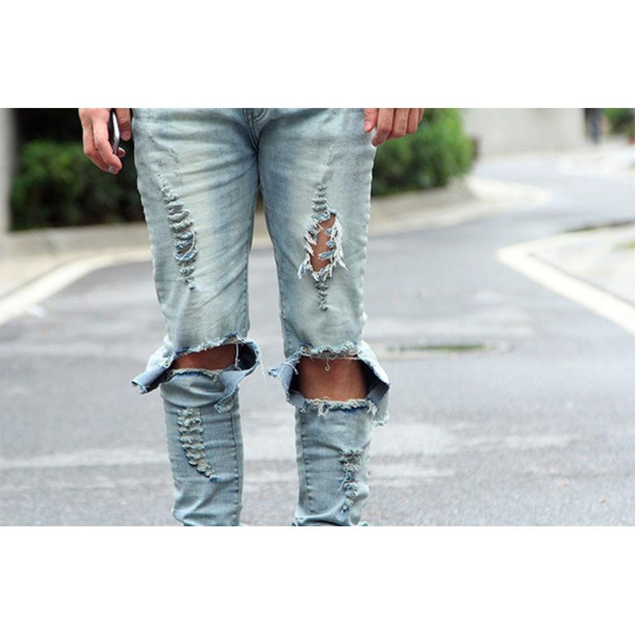 ダメージジーンズ メンズ スキニー バイク ハイストレッチ デニムパンツ ロング丈 大きいサイズ Xw Men18 Richpartsmall 通販 Yahoo ショッピング