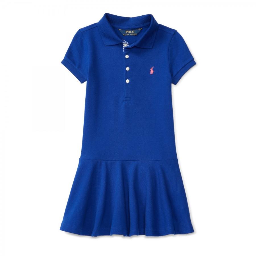 ラルフローレン キッズ 子供 ワンピース ポニー 半袖 フレア テープ使い ポロシャツ ブルー 女の子 3T(3歳) ポロ ralph