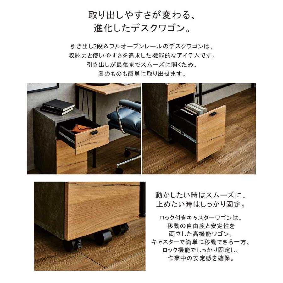 ワゴン キャスター付き 幅30 奥行40 高さ60 2段 大理石柄 木目 木製