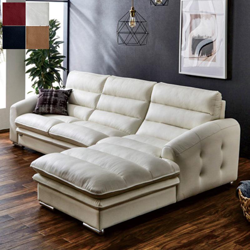 ホワイト コーナーソファ 合成皮革