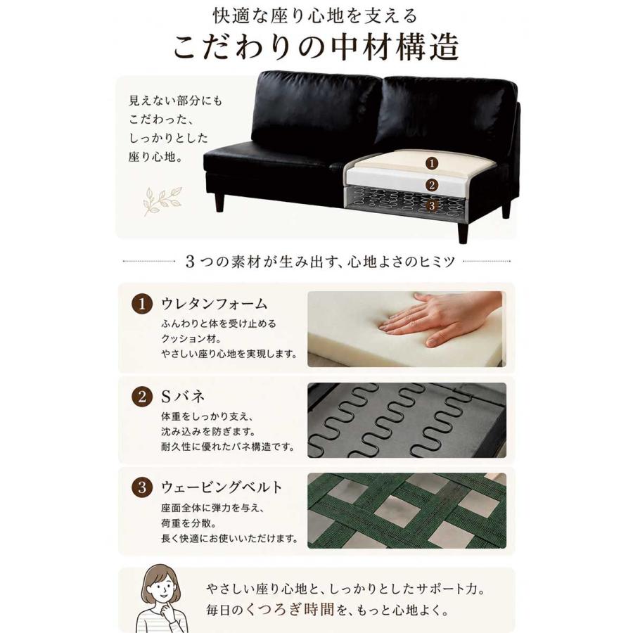 日曜日限定 P15%〜 ソファ 3人掛け 幅170cm コンパクトソファ 合皮