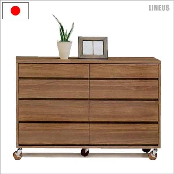 チェスト タンス 箪笥 洋服ダンス ローチェスト 120幅 引き出し 衣類収納 キャスター付