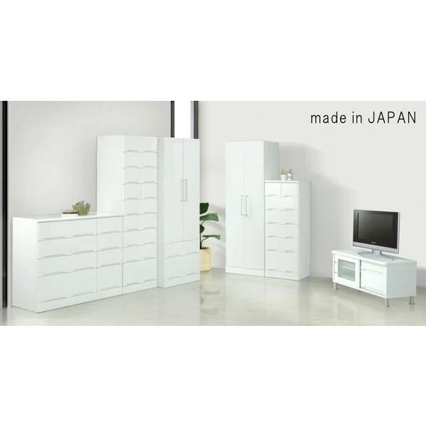 衣類収納 ワードローブ 完成品 クローゼット 服吊 幅70cm 鏡面仕上 ホワイト ハンガーラックの画像