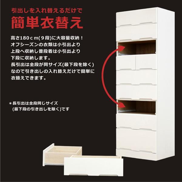 日曜日 P15％〜 タンス 9段 幅60cm 木製 国産品 完成品 鏡面仕上げ 白 ホワイト おしゃれ タワーチェスト 姫系 収納家具_2