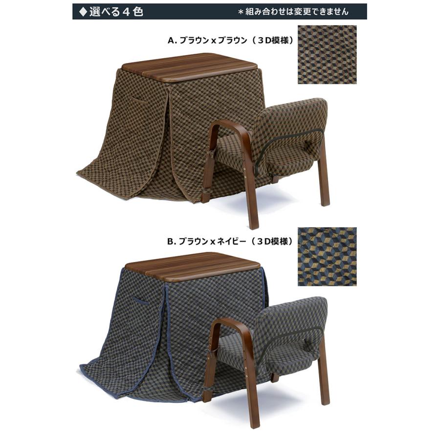 こたつセット デスクこたつ 1人用 長方形 ハイタイプ 3点セット