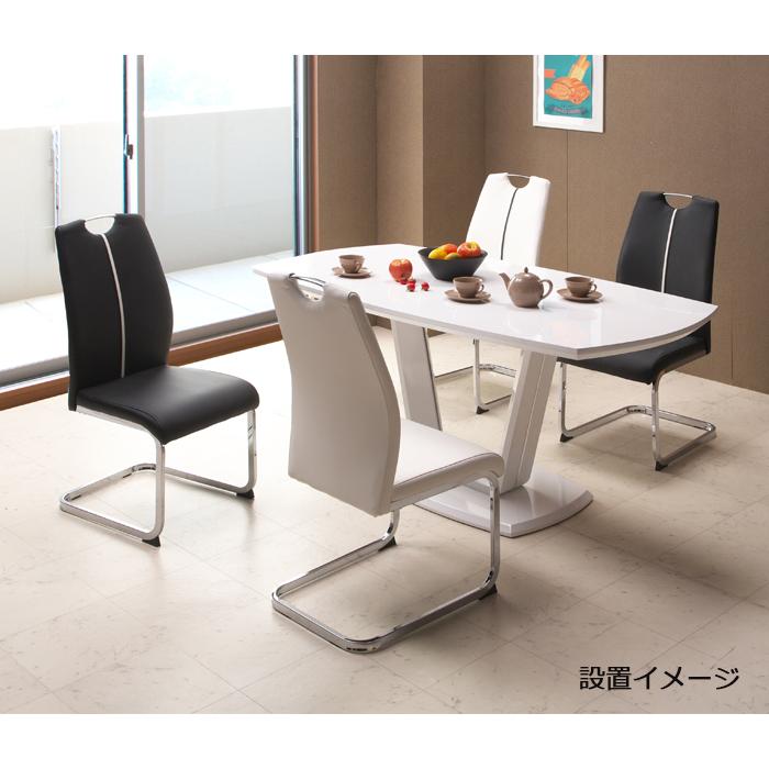 カンチレバーチェア 2脚セット ダイニング ハイバック 椅子 白 黒 完成