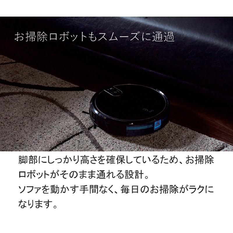 ソファー 3人掛け カウチソファー 左右対応 合皮レザー 黒 白 格子フレーム おしゃれ 高級感