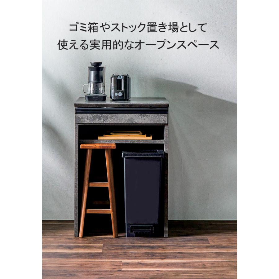 本日+ポイント10% キッチンカウンター ゴミ箱収納 60cm スリム 石目調