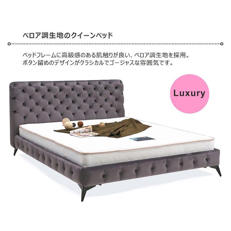 クイーンベッド ローベッド ベッドフレーム おしゃれクイーンサイズ ベッド クイーンベッドフレーム ベッド ローベッド すのこ おしゃれ ベロア