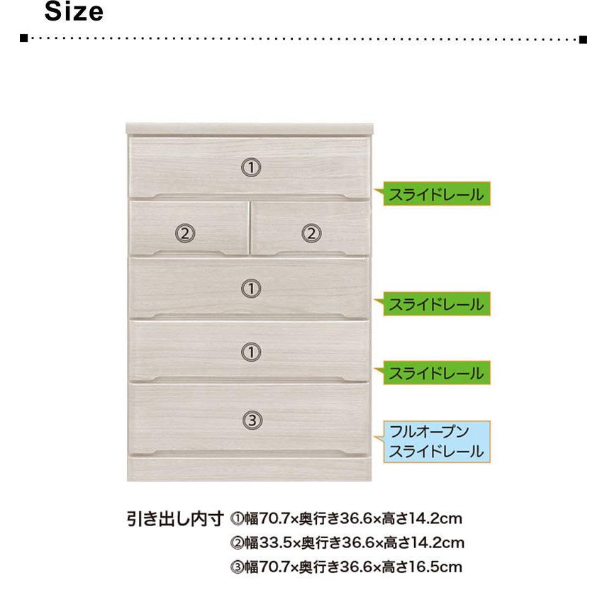 チェスト タンス 完成品 国産 ホワイト 白 幅 80 cm 5段 シンプル 