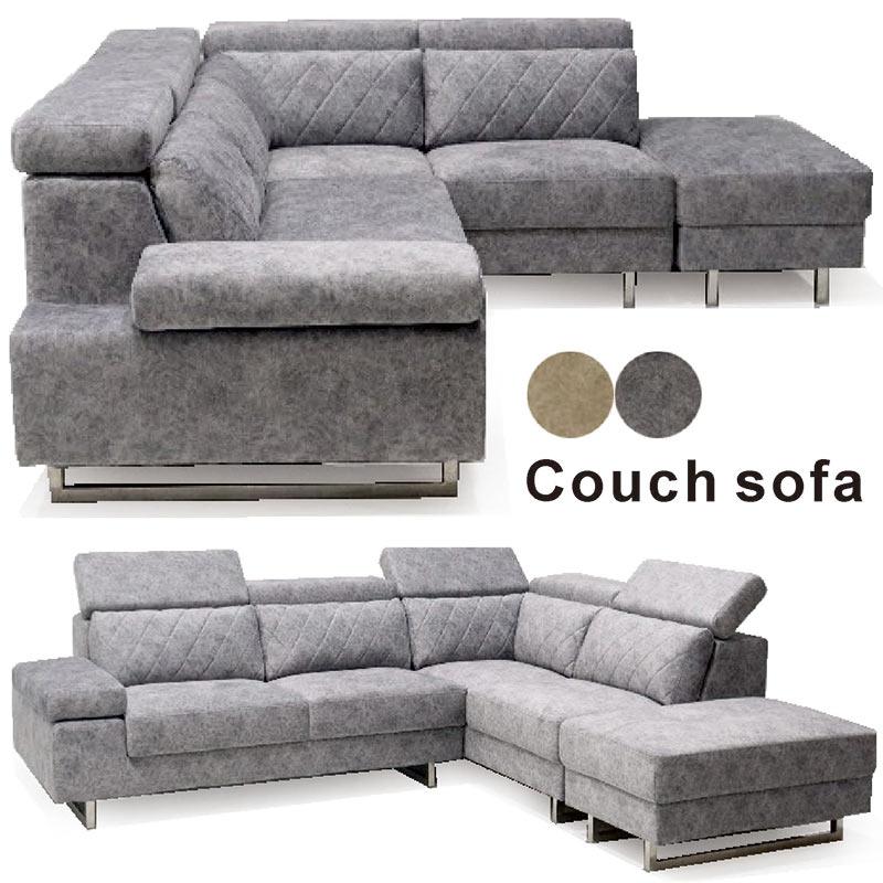 【ファブリックレザー】◇カウチソファ◆大型◇整備品◆可動ヘッドレスト◇極美品◆ カウチソファ カウチソファー ソファ ソファー 3人掛け 3人掛け
