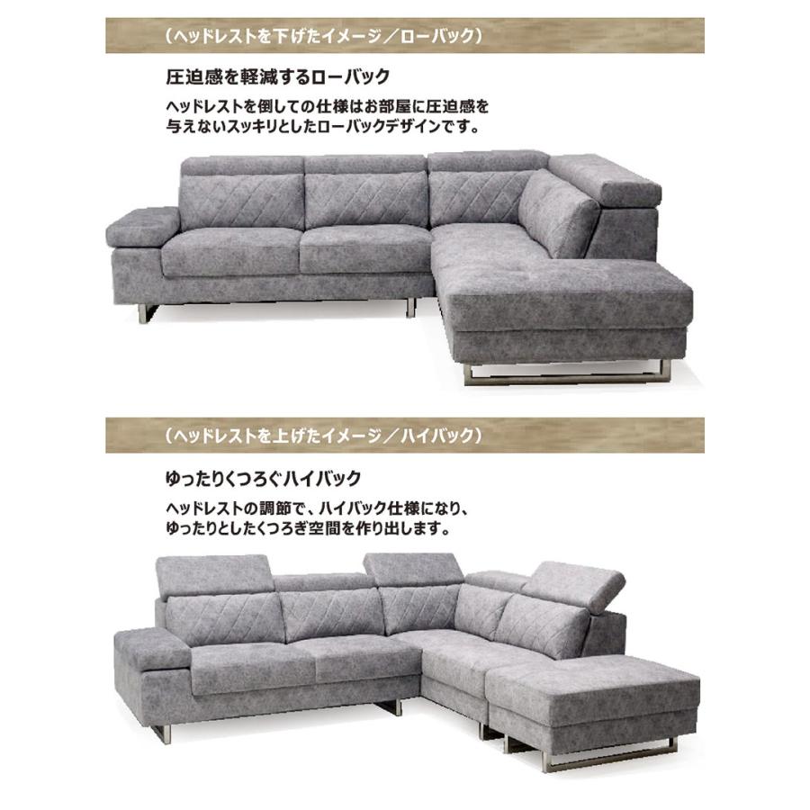 新品未使用 3人掛けソファ コンセント付き ファブリック 北欧 ヘッドレスト カウチソファ 3人 おしゃれ ヘッドレスト付 コーナー L字 レザー