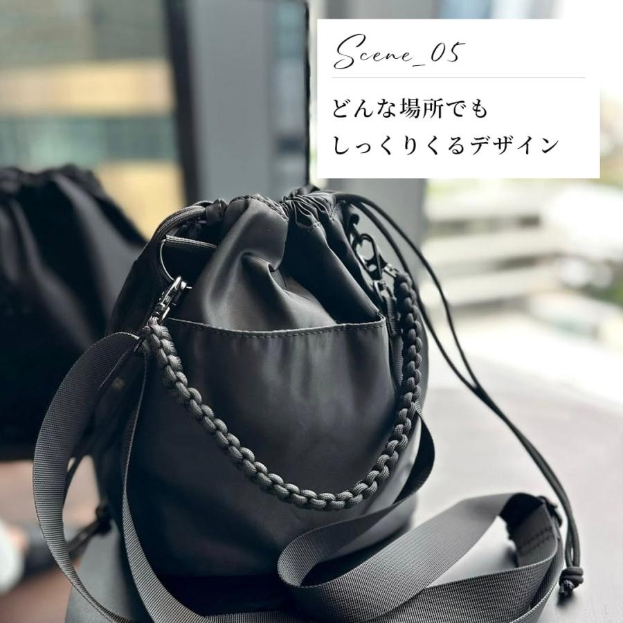 【ブラック・グレーは６月中旬発送】巾着バッグ ショルダー 2WAY ショルダーバッグ  ナイロン ハンドバッグ ドローストリング ポシェット レディースミニ トートの画像