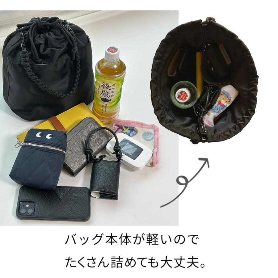 【ブラック・グレーは６月中旬発送】巾着バッグ ショルダー 2WAY ショルダーバッグ  ナイロン ハンドバッグ ドローストリング ポシェット レディースミニ トートの画像