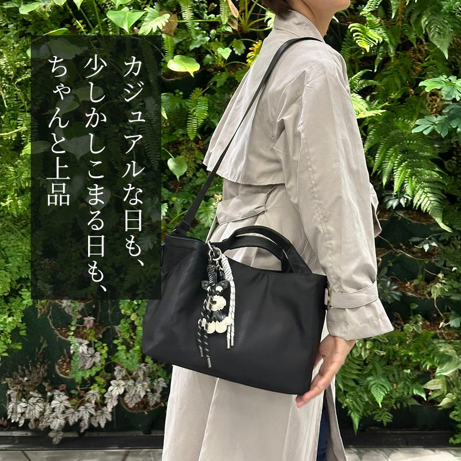 ナイロン×本革 トートバッグ レディース きれいめ ミニトート ナイロン