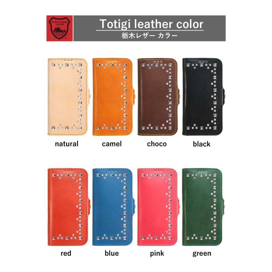 トライアングルピラミッドスタッズ 手帳型 ケース 14色 iPhone