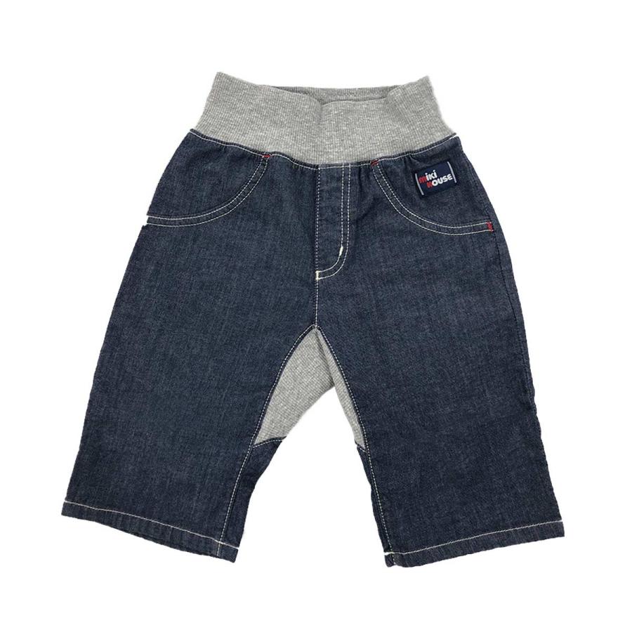 セール30%OFF！ミキハウス ミキロゴ バックロゴ 7分丈 デニムパンツ(80