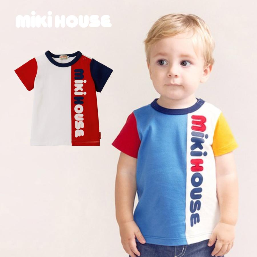 セール30%OFF！ミキハウス 縦ロゴ半袖Tシャツ(80cm-150cm)ミキロゴ 