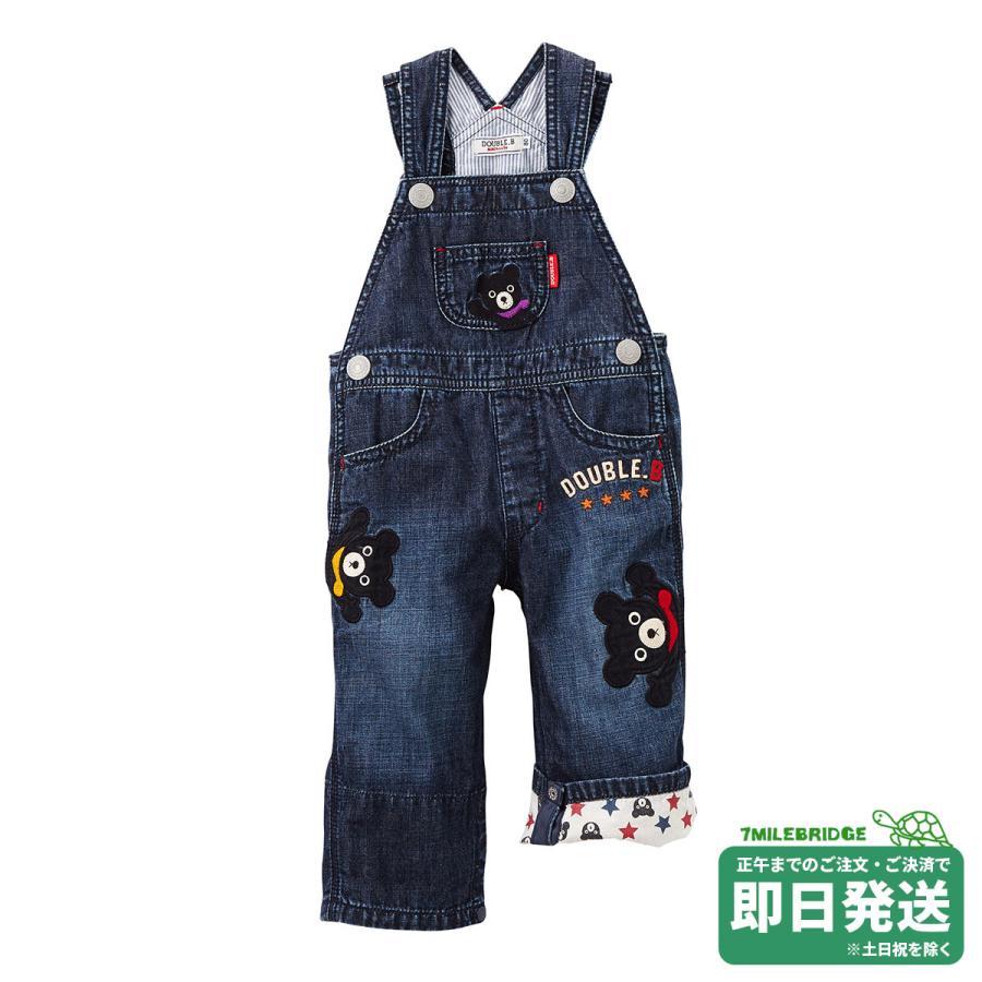 新品タグ付き✨double.B 豪華ワッペン デニムオーバーオール100-110 