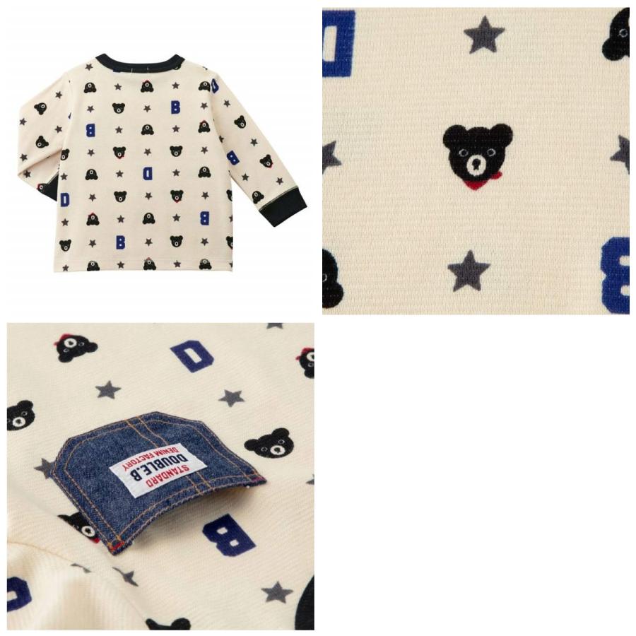セール30%OFF！ダブルビー デニムポケット 総柄 長袖Tシャツ(110cm