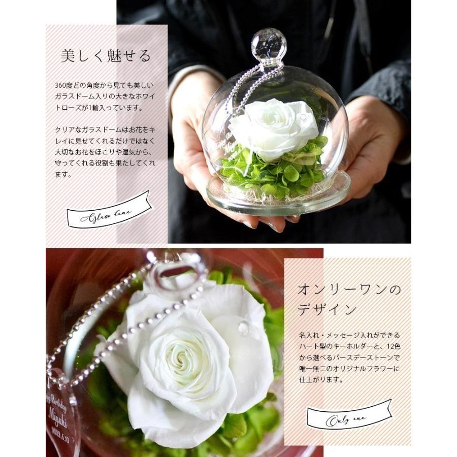 名入れ花ギフト】名入れプリザーブドフラワー 光る白バラ ROSAドーム