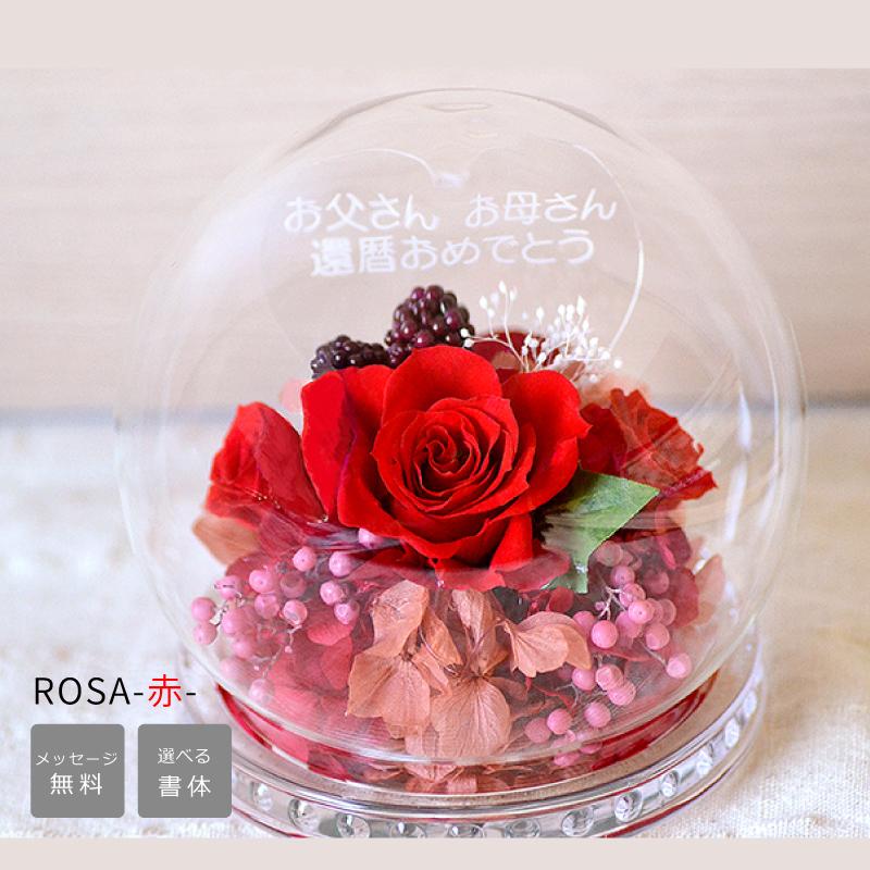 □☆ロサ ドーム型 【レッド】 ROSA 名入れプリザーブドフラワー