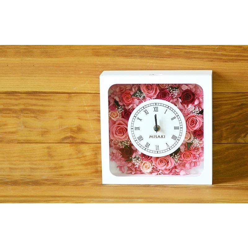 □フルール メッセージクロック 四角型3色 メッセージ名入れ可能の花