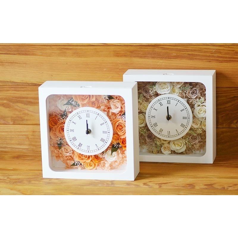 □フルール メッセージクロック 四角型3色 メッセージ名入れ可能の花