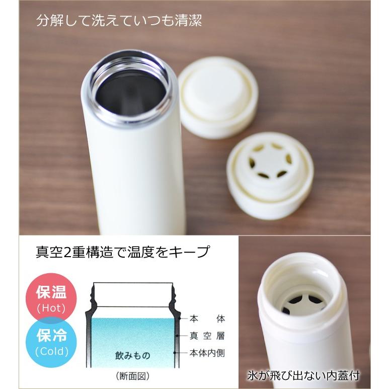 名前入り 水筒 スリムサーモステンレスボトル300ml 選べる2色 黒