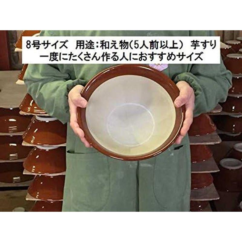 元重製陶所 石見焼 すり鉢 すりばち テーブルを傷つけない シリコン 底 8号 直径25cm・すべり止め付) 赤茶色 もとしげ 日本製｜ricoroco65｜05