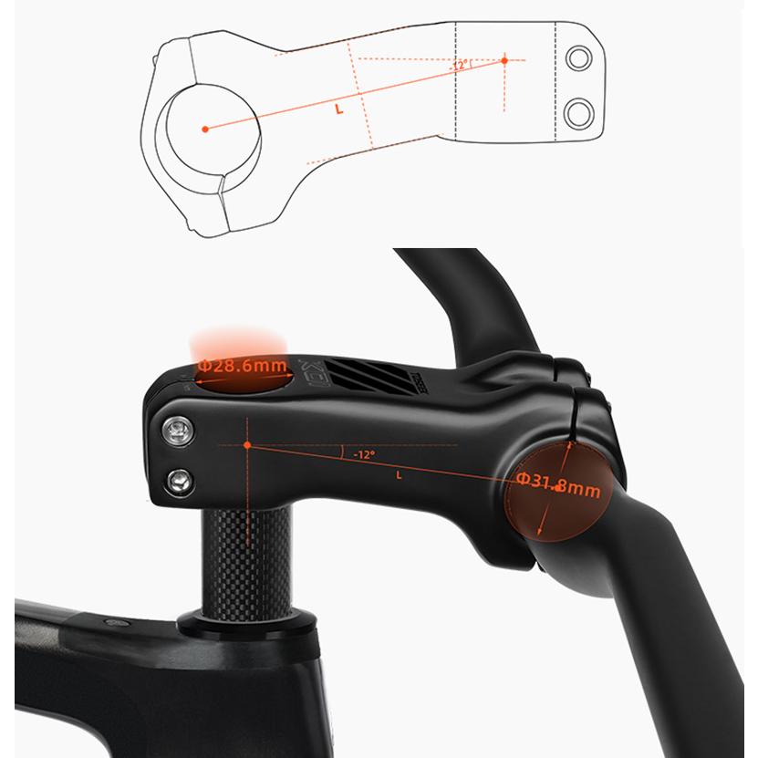 TOSEEK カーボンステム TORAY フールカーボン一体成型 70〜120mm −12° ロードバイク MBT 自転車ステム K01 TOSEEK カーボンステム TORAY フールカーボン一体成型 70〜120mm −12