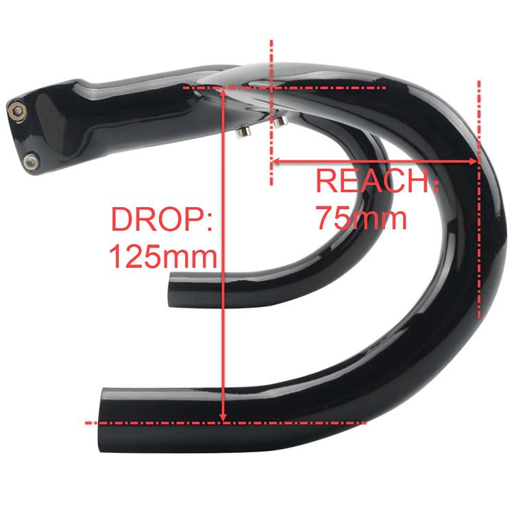 wacakoハンドル カーボンハンドル エアロ ステム一体式ドロップ