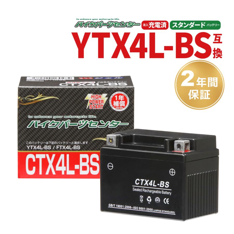 CTX4L-BS ジェルバッテリー YTX4L-BS 互換 1年間保証付 新品 バイク