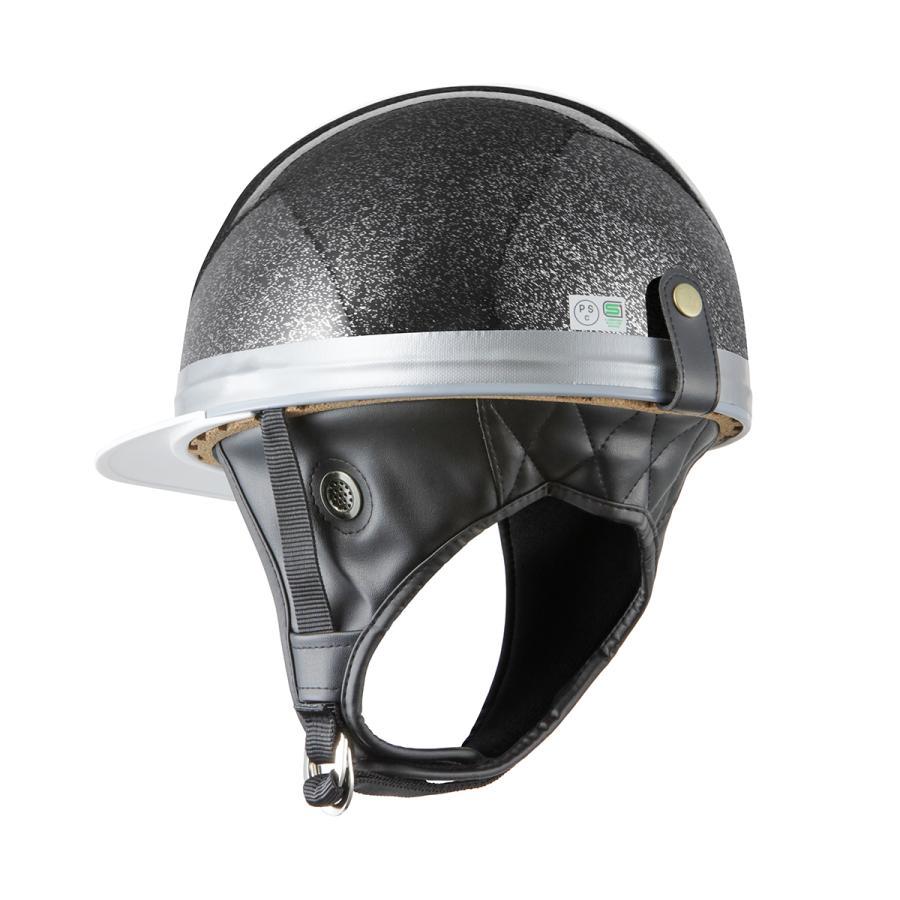 ヘルメット コルク半キャップ 三つボタン ブラックラメ KC-029LB 新品