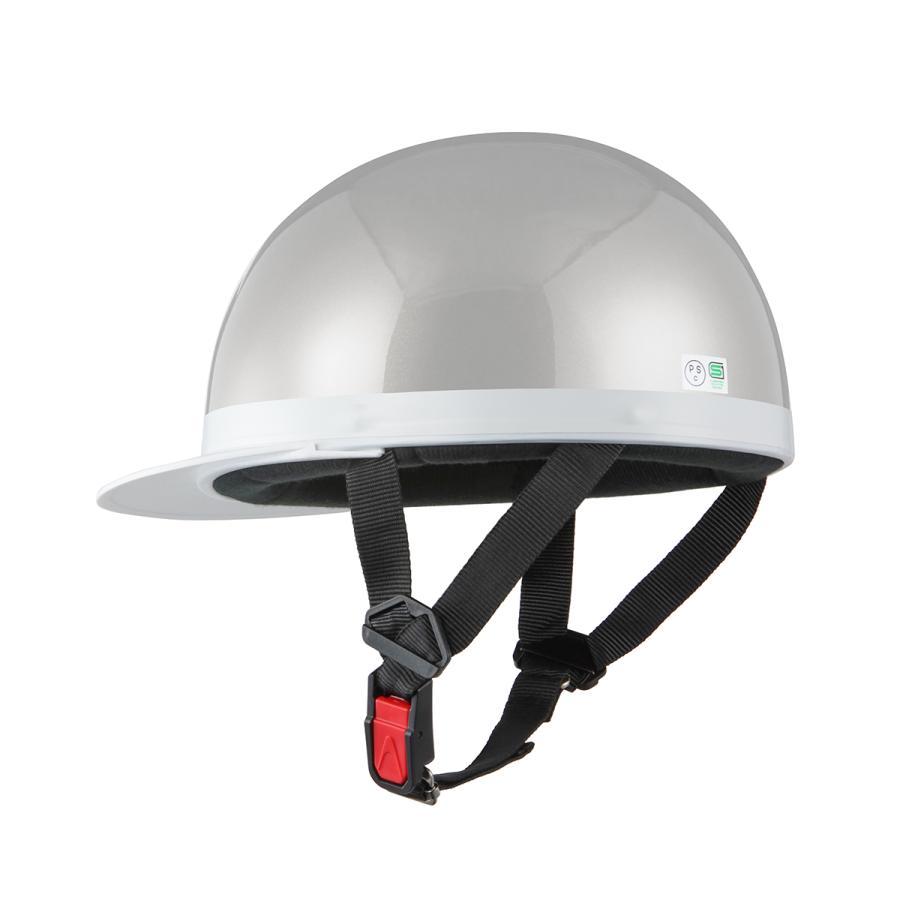 エイジング加工済み！ホワイト DOT 半帽ヘルメット XL ヘルメット 半キャップ 白ツバ シルバー KC-100A XL 61cm-62cm未満 SG