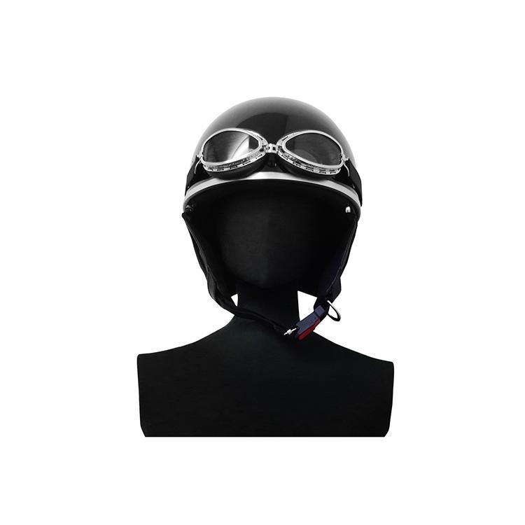 ヘルメット ビンテージ ゴーグル付 ブラック KC-012E 半キャップ SG