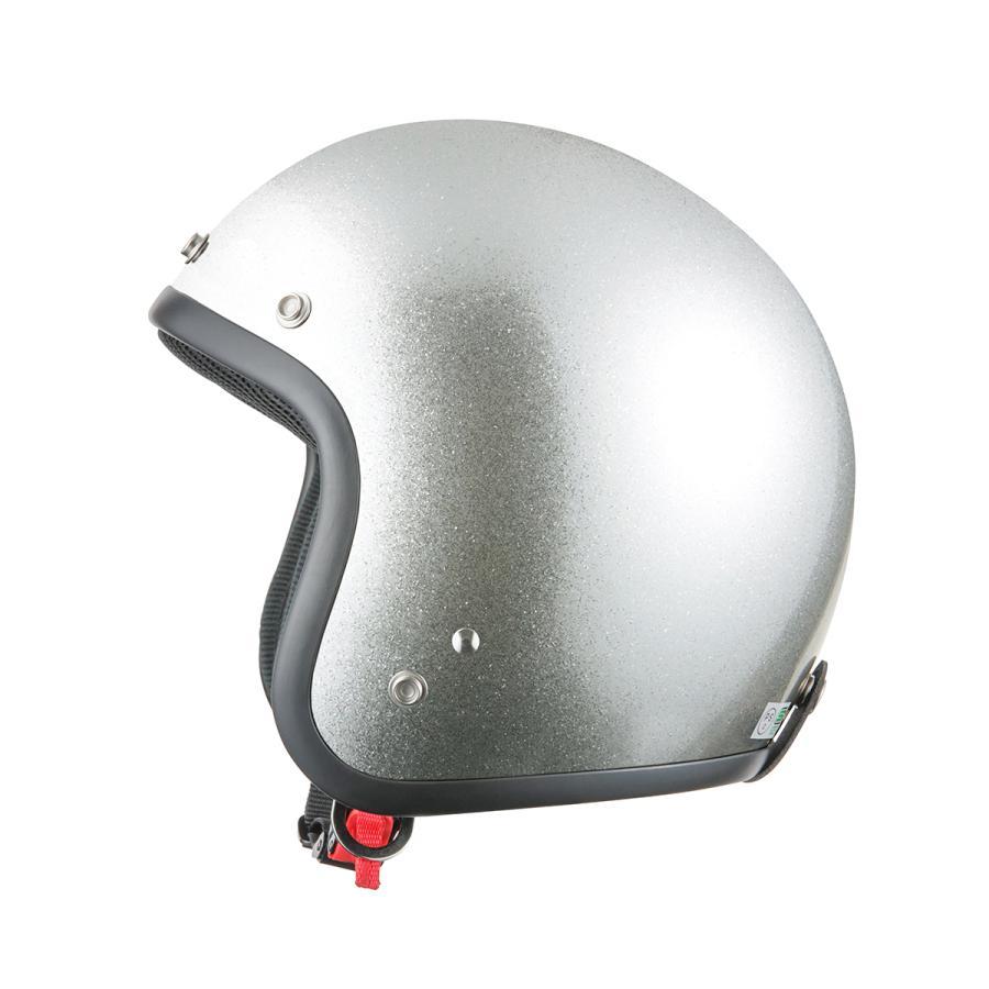 シルバー ジェットヘルメット エンブレム付き ヘルメット スモールジェット シルバーラメ KC-300M 57cm-60cm未満 SG