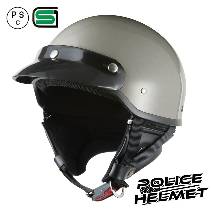 バイクヘルメット グレー 灰色 ポリスヘルメット ハーフヘルメット 半